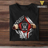 Personalized US Firefighter Hand Tear Flag Custom Name & ID Number T-shirt Printed LVA241772