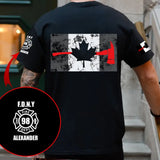 Personalized Canadian Firefighter Department Canada Flag Custom Name & ID T-shirt Printed AHVQ241774