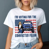 Personalized I'm Voting For The Convicted Felon US Flag Jeep Girl T-shirt Printed HN241878
