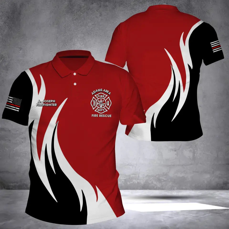 Personalized US Firefighter Logo US Firefighter Flag Polo Shirt 3D Printed QTVQ241872