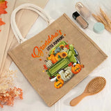 Personalized Grandma's Little Pumpkins & Kid Names Jute Tote Bag Printed VQ241923