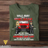 Personalized Walk Away I Am A Grumpy Old Man But Not Yours I Am The Property Ò A Freaking Awesome Jeep Lady But She Is A Bit Crazy And Scares Me Sometimes Jeep Couple T-shirt Printed KVH241925