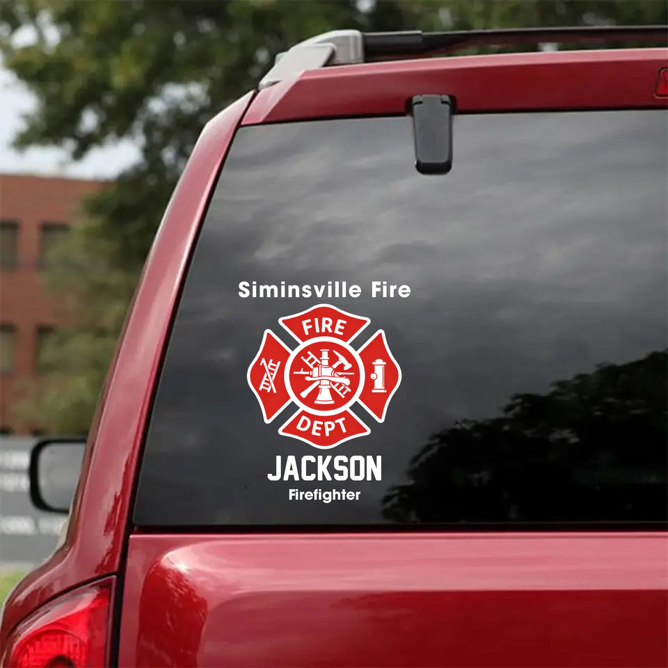 Personalized Firefighter Custom Department And Name Decal Printed