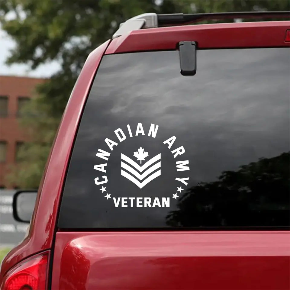 Personalized Canadian Veteran/Soldier Rank Car Decal Printed