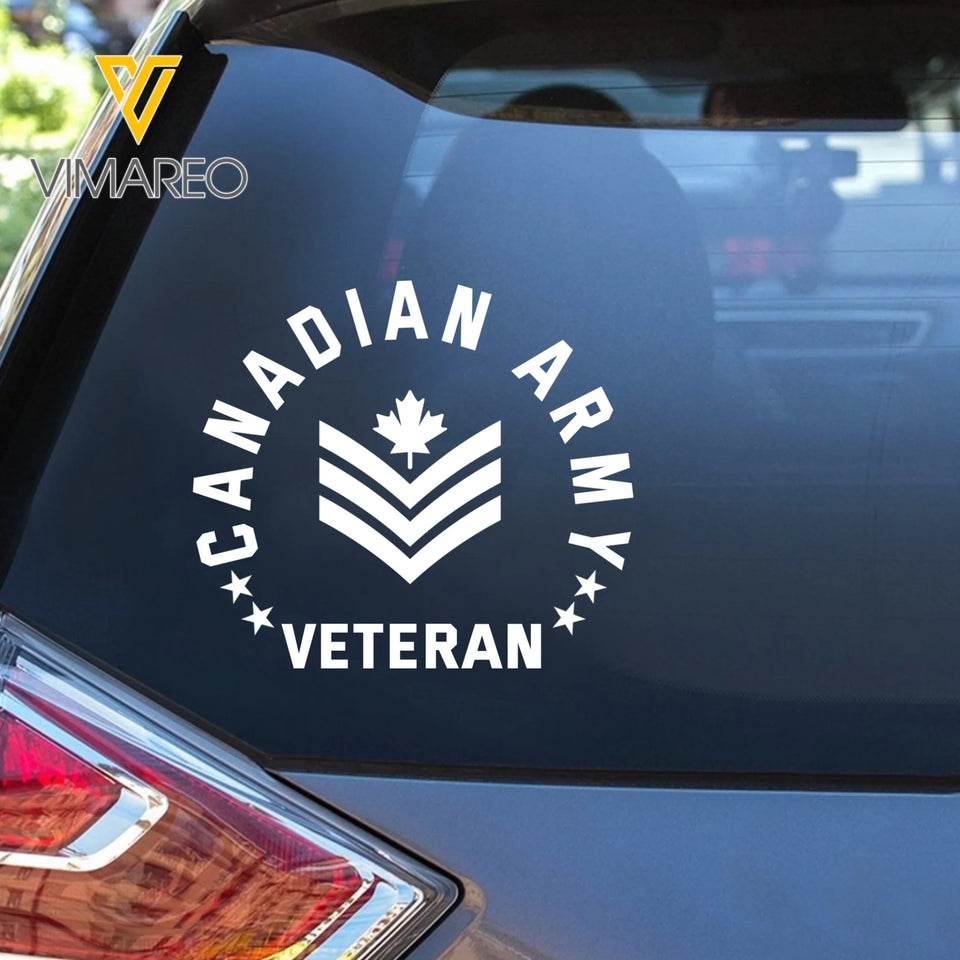Personalized Canadian Veteran/Soldier Rank Car Decal Printed