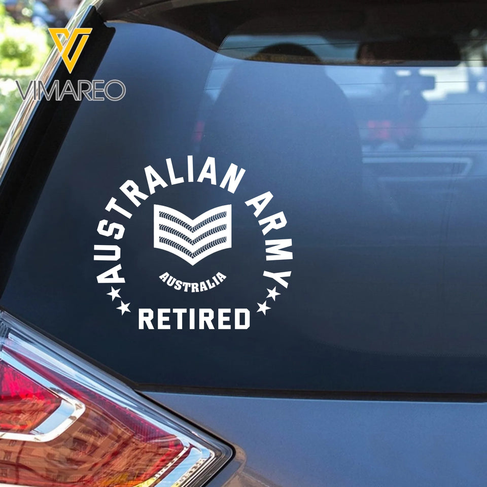 Personalized Australia Veteran/Soldier Rank Car Decal Printed