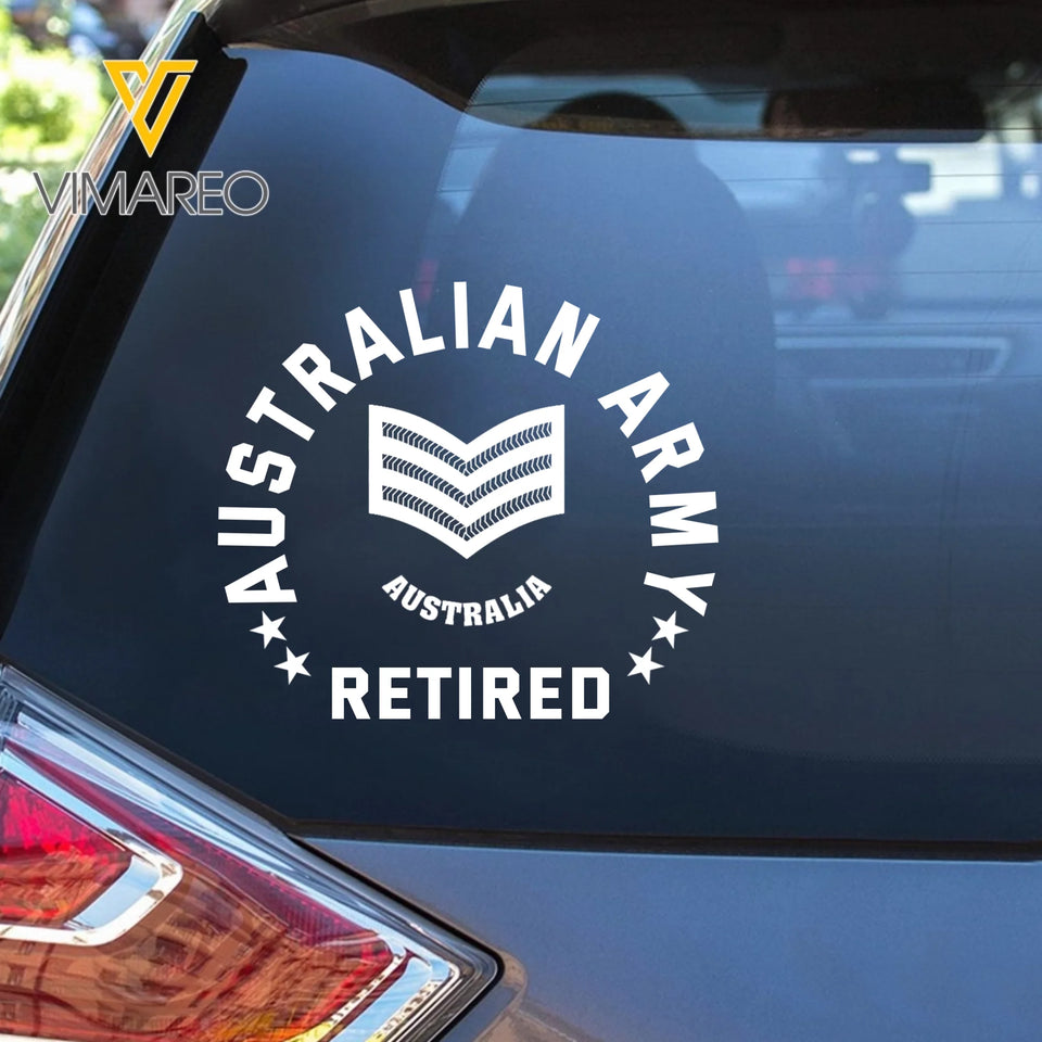 Personalized Australia Veteran/Soldier Rank Car Decal Printed