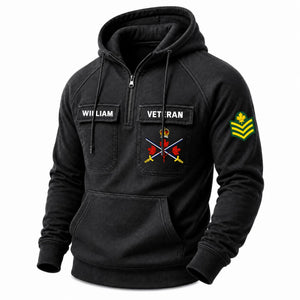 Personalized Canada Veteran Name & Rank American Retro Hooded Sweatshirt Printed H1305