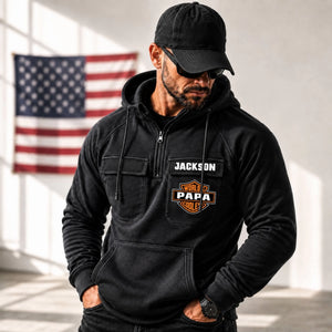Personalized World's Papa Coolest Name & Title American Retro Hooded Sweatshirt Printed H1905