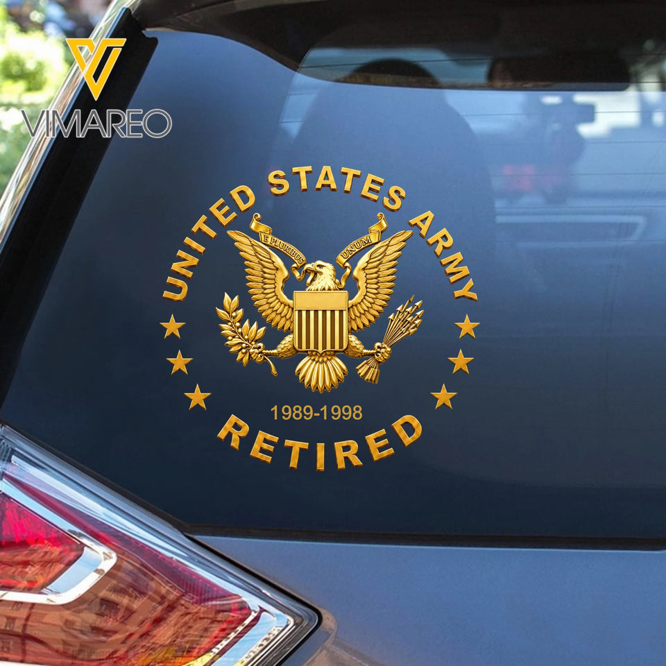 Personalized US Military Retired Logo Car Decal Printed