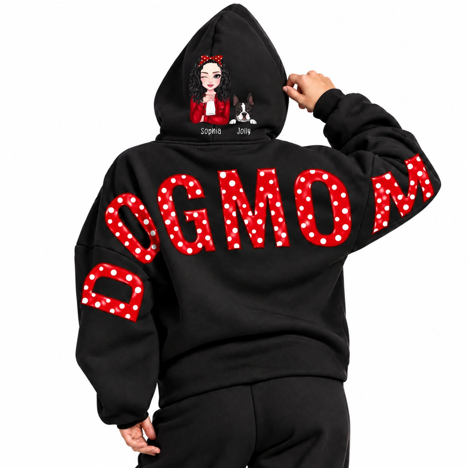 Personalized Dog Mom Across Shoulder Hoodie 2D Printed