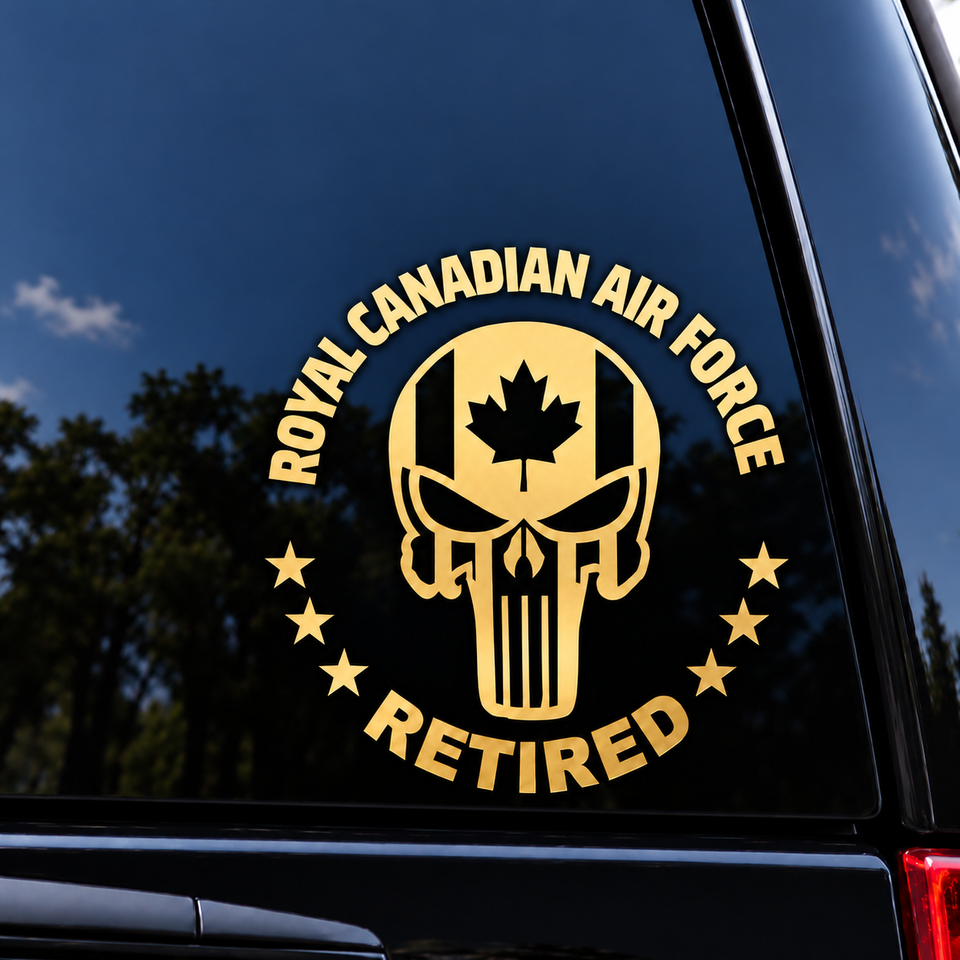 Canadian Military Retired Skull Car Decal Printed