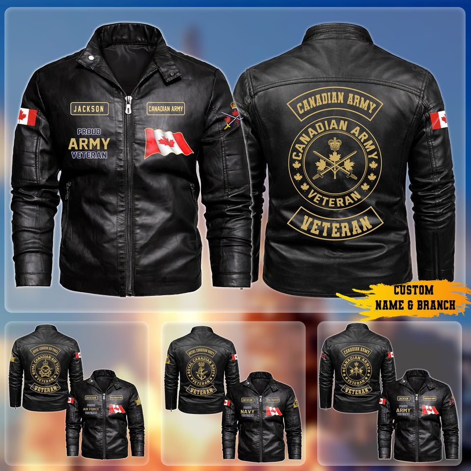 Premium Personalized Canadian Veterans Leather Jackets 020402, Gifts For Canadian Veterans