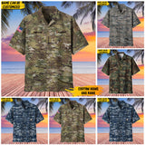 Personalized US Veteran Camo Branch Logo Custom Ranks Name & Years Hawaii Shirt Printed 0704