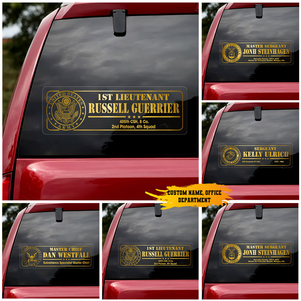 Personalized US Veterans Soldier Car Decal Printed ML1604