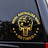 Australia Military Retired Skull Car Decal Printed