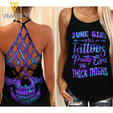 June Girl Criss-Cross Open Back Camisole Tank Top Legging XTPT