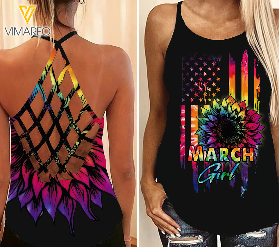 March Girl Criss-Cross Open Back Camisole Tank Top Legging HFJEY2