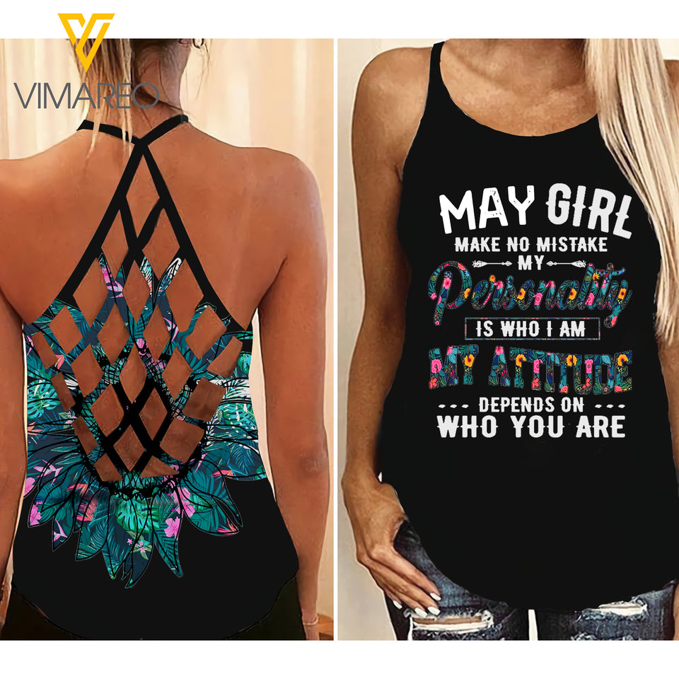 May Girl Criss-Cross Open Back Camisole Tank Top PMDW