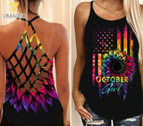 October Girl Criss-Cross Open Back Camisole Tank Top Legging HFJEY2