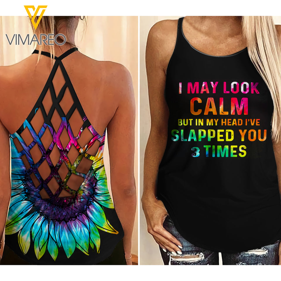 Calm Girl Criss-Cross Open Back Camisole Tank Top BVEGE2