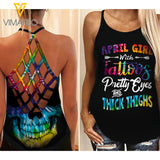 April Girl Criss-Cross Open Back Camisole Tank Top Legging TDTPT
