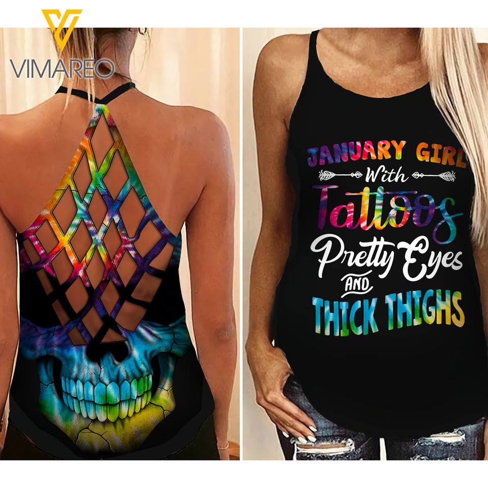January Girl Criss-Cross Open Back Camisole Tank Top Legging TDTPT