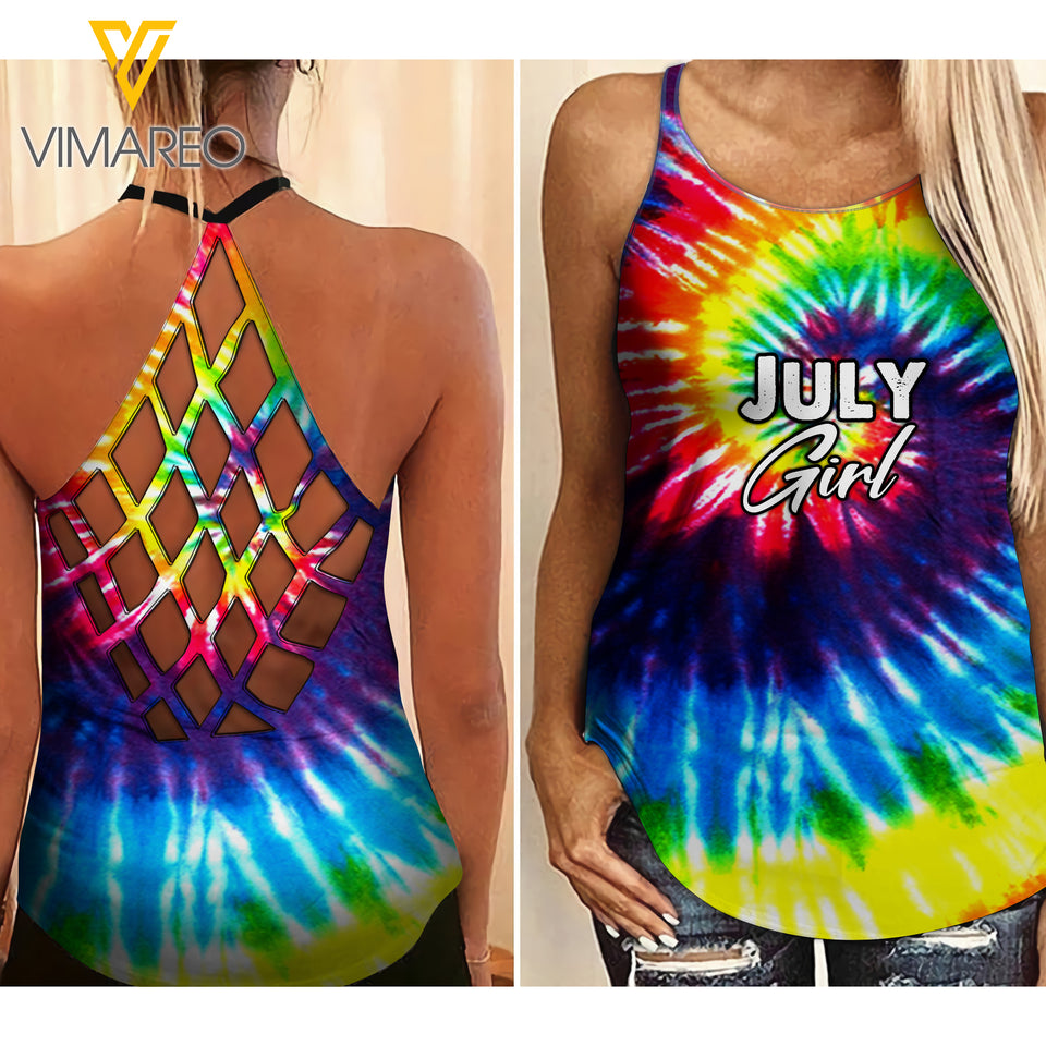 July Girl Criss-Cross Open Back Camisole Tank Top Legging TDWT