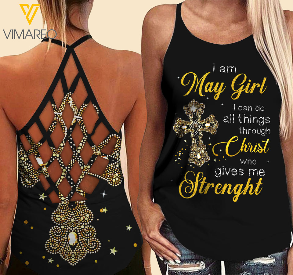 May Girl Criss-Cross Open Back Camisole Tank Top CWGMS