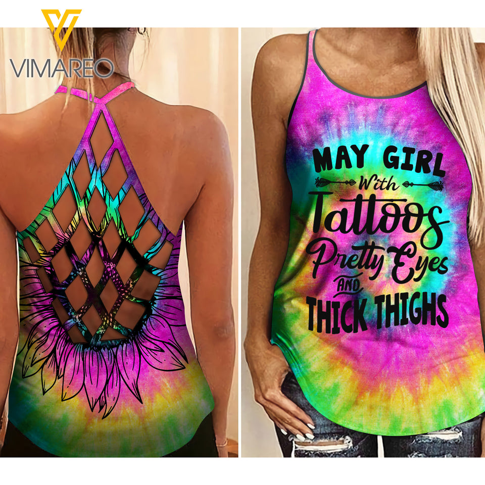 May Girl Criss-Cross Open Back Camisole Tank Top TDTDKE