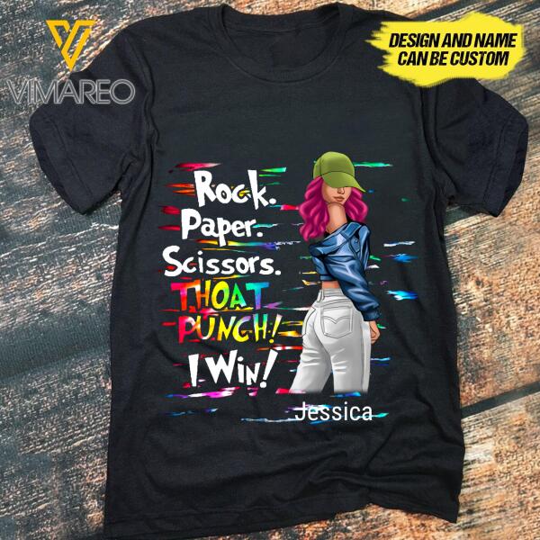 CUSTOMIZED ROCK PAPER SCISSOR THROAT PUNCH TSHIRT OR CRISS CROSS TANK TOP