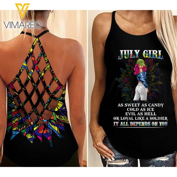 July girl personalized CRISS-CROSS OPEN BACK CAMISOLE TANK TOP