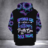 CUSTOMIZED SEPTEMBER GIRL WITH SUNFLOWER 3D PRINTED HOODIE NYMA11