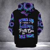 CUSTOMIZED OCTOBER GIRL WITH SUNFLOWER 3D PRINTED HOODIE NYMA11
