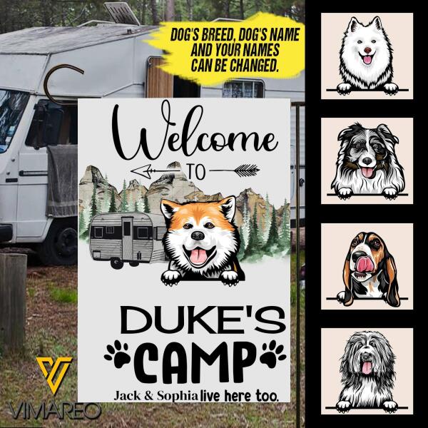 PERSONALIZED DOG CAMPING FLAG PRINTED JUE-MA14