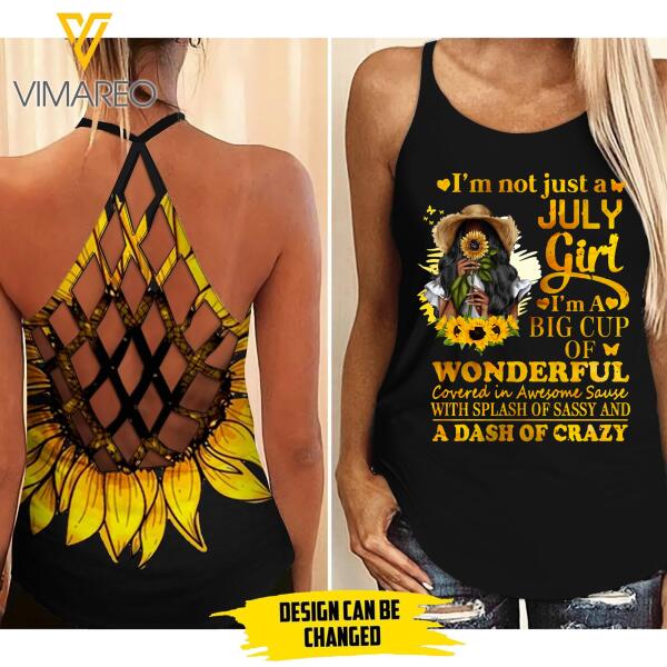CUSTOMIZED GIRL SUNFLOWER CRISS CROSS TANK TNTQ2206
