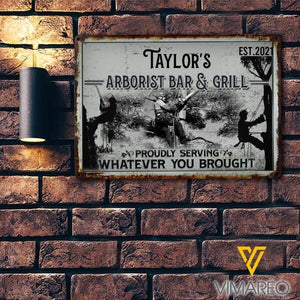 Personalized Arborist Bar & Grill Printed Metal Sign JUE-QH28