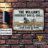 PERSONALIZED ARBORIST BAR & GRILL PRINTED METAL SIGN JUE-LN28