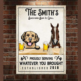 PERSONALIZED BACKYARD BAR & GRILL PRINTED METAL SIGN JUE-MD29
