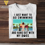 CUSTOMIZED GO SWIMMING AND HANG OUT WITH DOG WHITE TSHIRT PRINTED