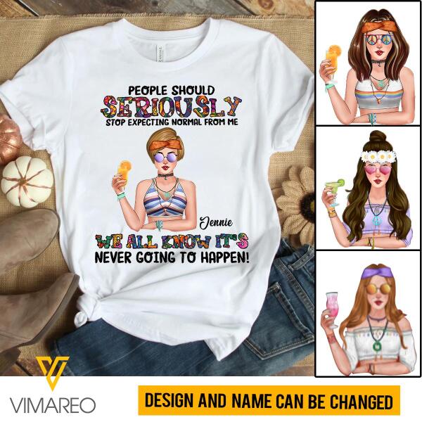 Customized Hippie Girl Tshirt Printed