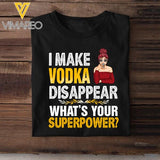 PERSONALIZED GIRL MAKES VODKA DISSAPEAR BLACK TSHIRT PRINTED TNDT2907