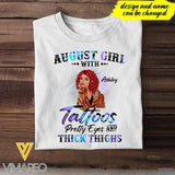 Personalized August Girl With Tattoos Tshirt Printed JUL-DT29