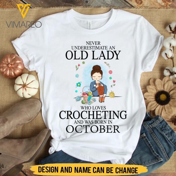PERSONALIZED OCTOBER CROCHETING GIRL TSHIRT TNTN0208
