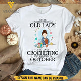 PERSONALIZED OCTOBER CROCHETING GIRL TSHIRT TNTN0208