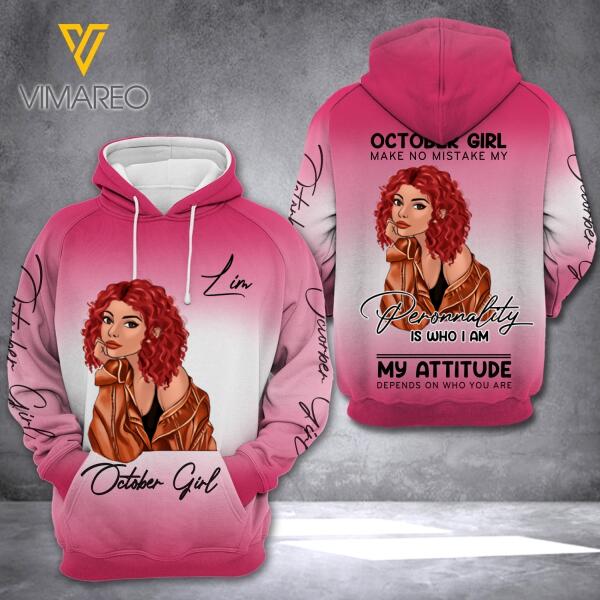 Personalized October Girl Hoodie Printed AUG-LN02