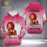 Personalized October Girl Hoodie Printed AUG-LN02