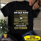 PERSONALIZED OCTOBER VETERAN BLACK TSHIRT TNTQ0408