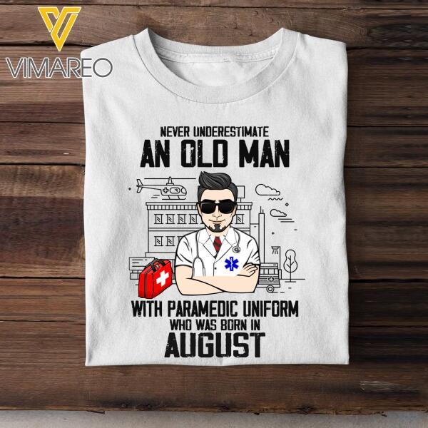 PERSONALIZED AUGUST PARAMEDIC MAN BLACK TSHIRT TNDT0408