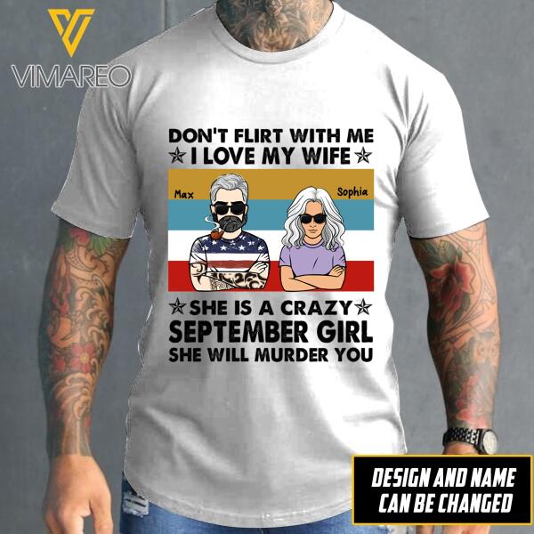 Personalized My Wife is A Crazy September Girl Tshirt Printed AUG-HQ03